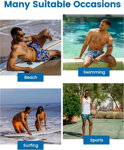 Vista 6 de maamgic Traje de Baño para Hombre 2 en 1, Pantalones Cortos de Natación de 17.8 cm para Hombre, Trajes de Baño, Pantalones Cortos de Tabla