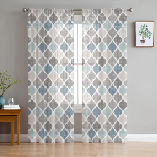 Vista 9 de Cortinas Traslúcidas Florales Elegantes de 63 Pulgadas de Largo, Juego de 2 Paneles para Sala de Estar/Dormitorio, Cortinas Semi Transparentes