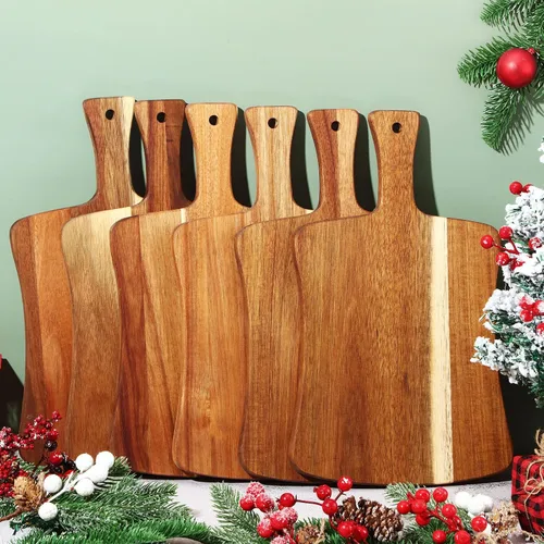 Vista 6 de Layhit - Juego de 6 tablas de cortar de madera de acacia gruesa para cocinar y grabar tú mismo
