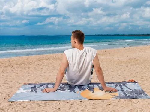Vista 3 de Toallas de playa de microfibra: secado rápido, sin arena, compactas, absorbentes y perfectas para viajes, de gran tamaño, ligeras y de secado rápido