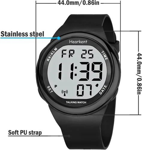 Vista 6 de Reloj Parlante Atómico se Ajusta Automáticamente para Personas con Discapacidad Visual o Personas Mayores LCD Números Grandes Fácil de Leer Reloj