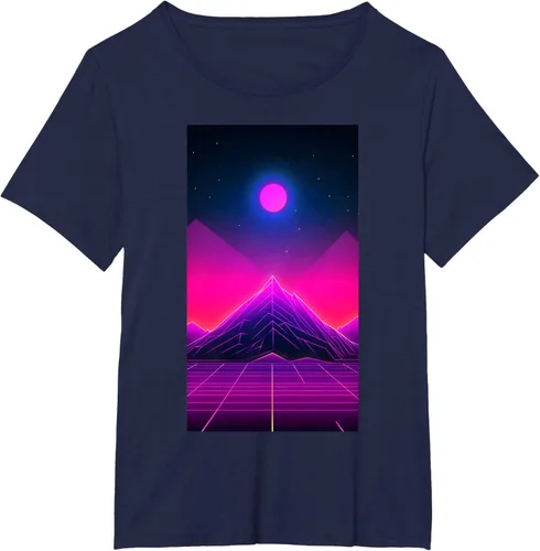 Vista 11 de Retrowave Mountain 80s Vaporwave Synthwave T-Shirt Negro