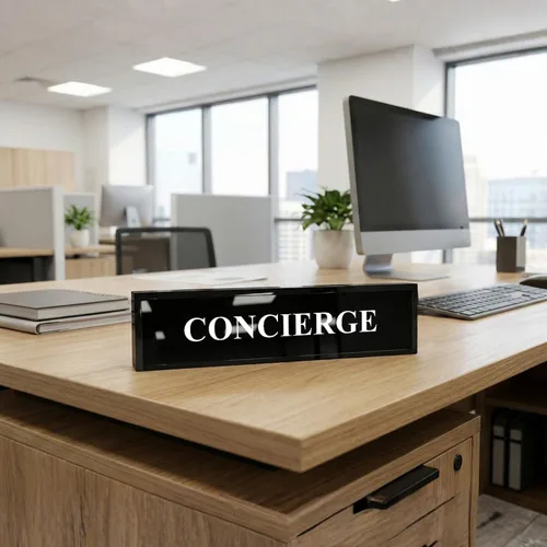Vista 6 de Concierge 2 x 8 pulgadas acrílico negro - Accesorios de escritorio de oficina Decoración
