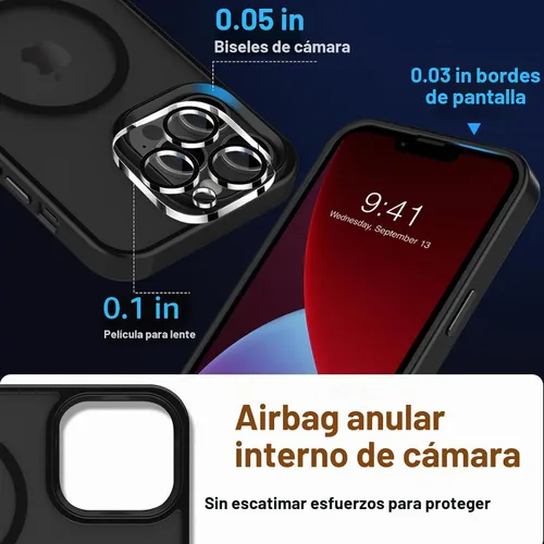 Vista 5 de MOCCA Funda magnética fuerte para iPhone 13 Pro Max, [compatible con Magsafe] [protector de pantalla de vidrio + protector de lente de cámara] Funda