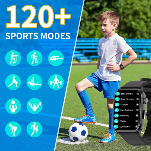 Vista 5 de EZON Reloj inteligente para niños y niñas, reloj HD de 1.83 pulgadas con función de llamada, juegos, podómetro, frecuencia cardíaca, SpO2, monitor