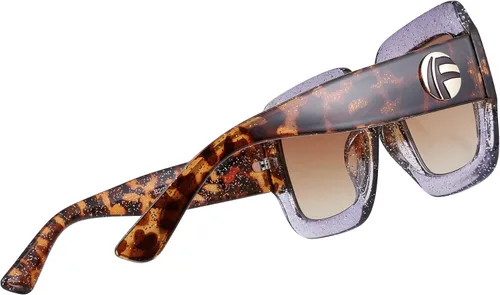 Vista 7 de Feisedy B2276 Gafas de sol cuadradas de gran tamaño con marco de brillantina multicolor