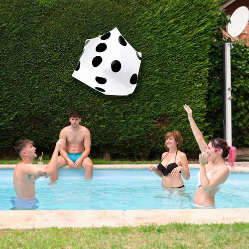 Vista 5 de CCINEE Dados inflables gigantes de 20 pulgadas, dados inflables gigantes blancos y negros para juego de mesa al aire libre y decoración de fiesta