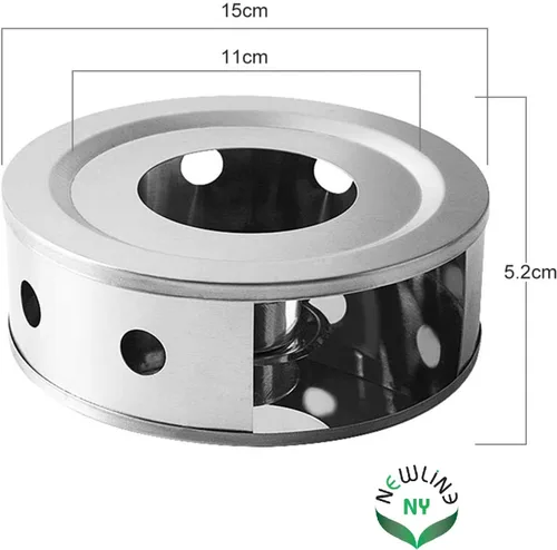 Vista 4 de NewlineNY - Calentadores de té de café de acero inoxidable, doble 6 pulgadas circulares de té de hierbas (vela no incluida)