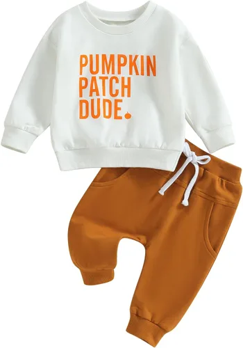Vista 35 de Karwuiio Conjunto de disfraz de Halloween para bebé, sudadera de manga larga y pantalones para otoño