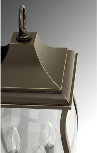 Vista 2 de Progress Lighting Township Collection - Farol de pared grande tradicional para exteriores, cristal biselado, 3 luces, color bronce aceitado