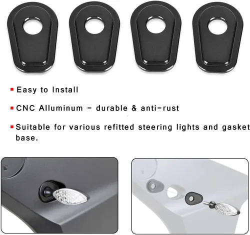 Vista 3 de 4 unids negro motocicleta adaptador de señal de giro espaciadores para Z900 Z650 Z400 Z800 Vulcan 650 S Ninja400 ZX6R V.ersys650, Libre (Free)