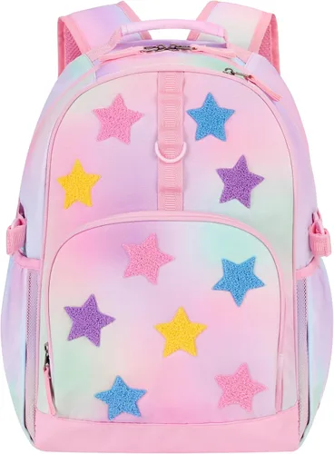 Vista 14 de Choco Mocha Mochila para niños de escuela primaria con correa para el pecho de 17 pulgadas, Gradiente de arco, 17 pulg., Classic