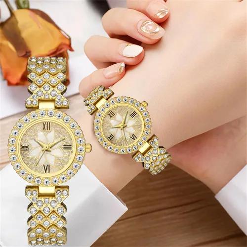 Vista 2 de CdyBox Las mujeres al por mayor 6 paquetes de amor impreso pulsera relojes conjunto un montón diamante envoltura alrededor de brazalete reloj