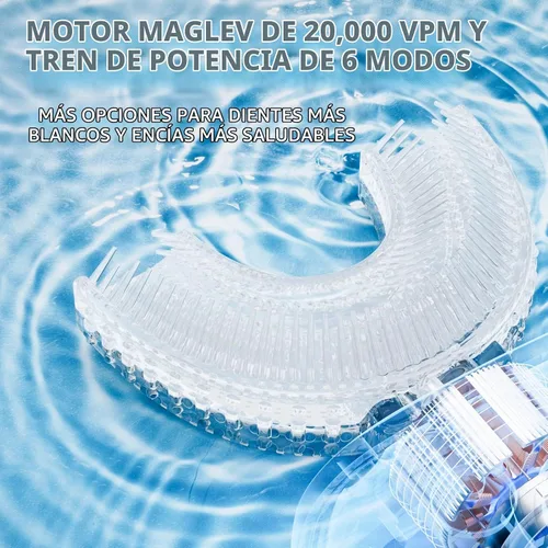 Vista 7 de Cepillo de dientes eléctrico en forma de U para niños, dinosaurio sónico, de boca completa, con 4 cabezales de cepillo suave, automático, 6 modos