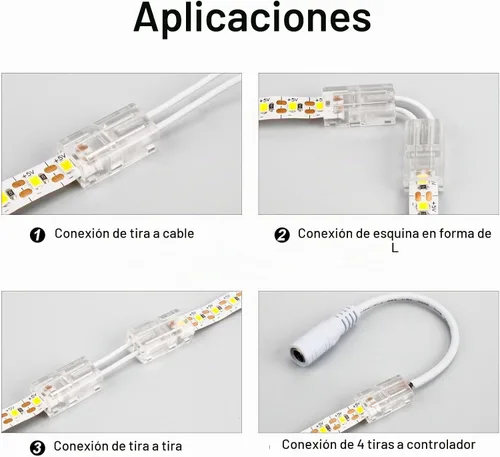 Vista 7 de RGBZONE 10 piezas de 2 pines de 8 mm de tira LED a conectores de cable y 10 m/32.8 pies de cable de extensión de 2 pines para tiras de luces LED