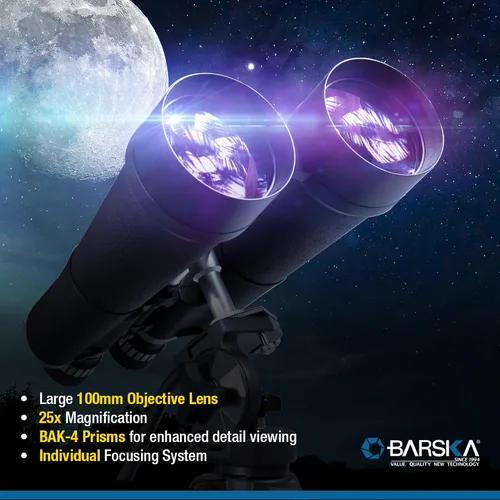 Vista 9 de Barska AB13664 Gladiator 25-125x80 Zoom Binoculares con adaptador de trípode para astronomía, observación de aves, deportes, visión de largo