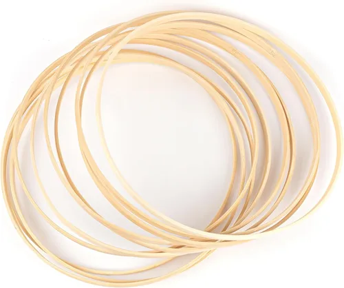 Vista 11 de Framendino, Paquete de 10 anillos de aro de bambú de madera macramé, corona floral para bricolaje atrapasueños, decoración de boda y manualidades
