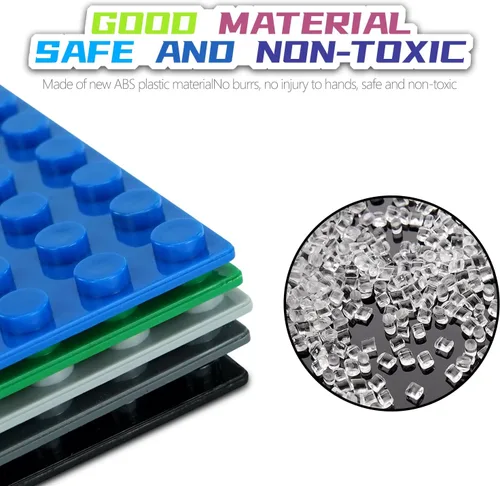 Vista 3 de EKIND 2 placas base clásicas de 5 x 10 pulgadas, compatibles con ladrillos de juguete de las principales marcas, fomenta la lógica y la creatividad