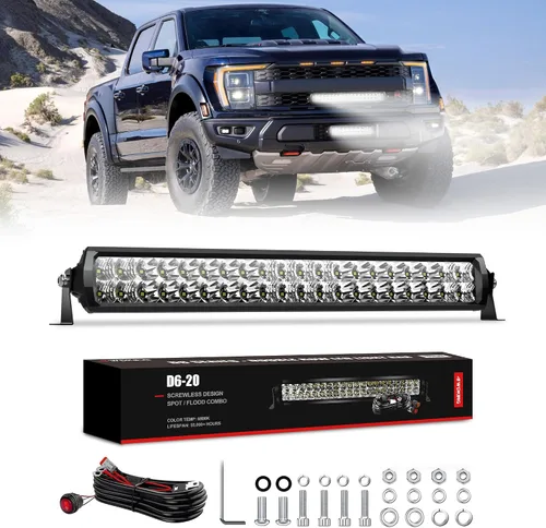 Vista 9 de Barra de luces LED de 6 pulgadas IP68 Waterproof, 60W, Flood and Spot Combo Beam, LED Driving Light Work Light Fog Lamp for Truck Cars ATV UTV Boat
