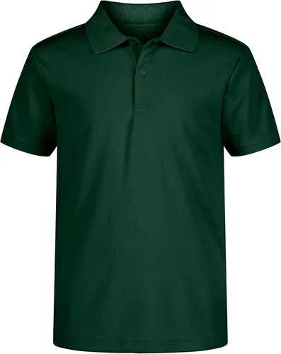 Vista 9 de Izod Camisa polo de manga corta para uniforme escolar para niños, cierre de botón, material de rendimiento que absorbe la humedad Negro