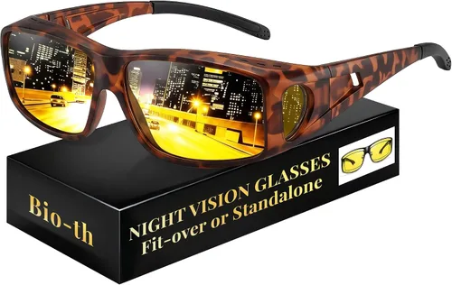 Vista 12 de Gafas de conducción de visión nocturna para hombres y mujeres, ajuste A01 Negro Claro