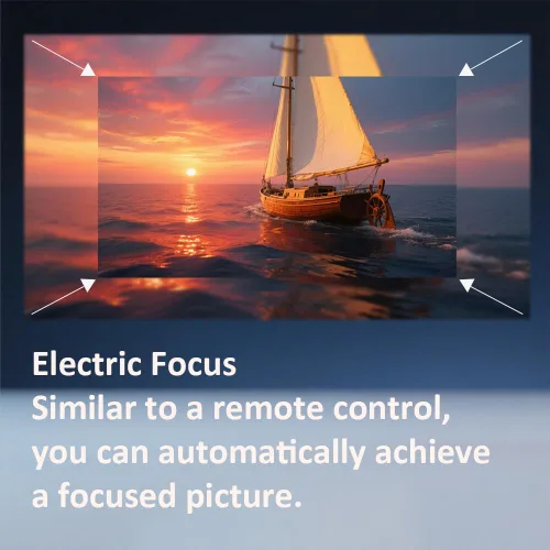 Vista 6 de Mini proyector con WiFi y Bluetooth【Keystone automático y enfoque eléctrico y giratorio】Proyector con soporte integrado Proyector Android adecuado
