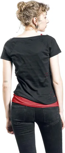 Vista 5 de DC Comics - Harley Quinn - Mad Love - Top rasgado rojo 2 en 1 Negro, Negro