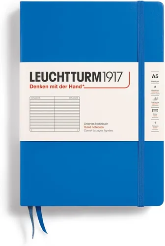 Vista 8 de LEUCHTTURM1917 - Cuaderno de tapa dura mediano A5 con 251 páginas numeradas para escritura y diario (negro, liso)