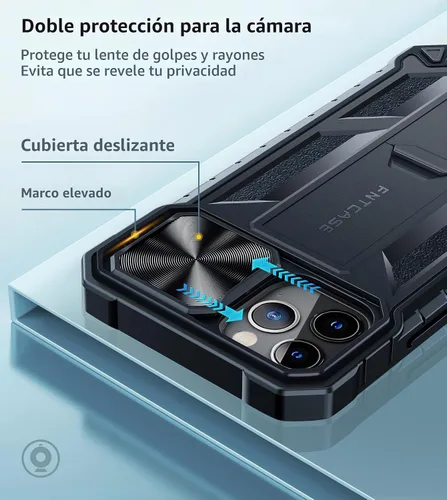 Vista 3 de FNTCASE for iPhone 11-Pro Case with Kickstand & Slide Black Negro