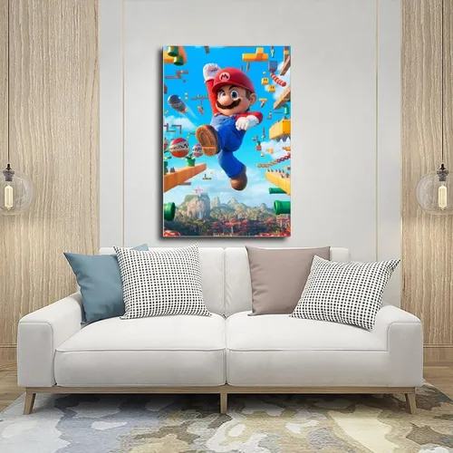 Vista 5 de Póster de Super Mariio Bros para habitación de niños, póster de película de anime, lienzo para paredes, impresiones sin marco, 12 x 18 pulgadas