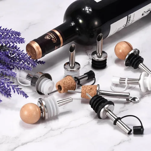 Vista 4 de uxcell Vertedores de botellas de acero inoxidable, 2 piezas de boquilla de aceite de oliva con tapa automática abatible, tapones de botella de vino