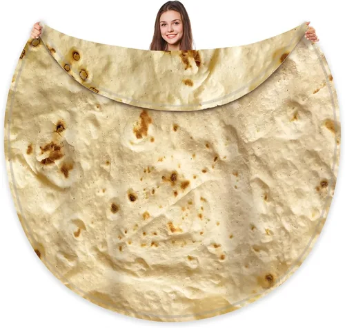 Vista 11 de HDFK Manta de Tortilla Tamaño Adulto Beige Amarillo de Doble Cara Throw Taco Mantas de Comida Realista Ligeras de Franela de Forro Polar Elefante