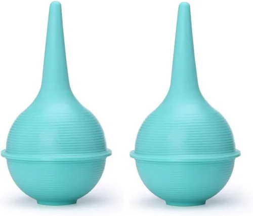 Vista 2 de Comfort Axis Aspirador nasal para bebés y jeringa de bombilla de cera de oído, verde, 3 onzas, paquete de 2