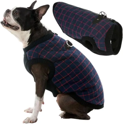 Vista 9 de Gooby – Chaleco de moda para perro, chaqueta negra, talla XS – cálido chaleco bomber con cremallera y doble anillo en D para correa – suéter