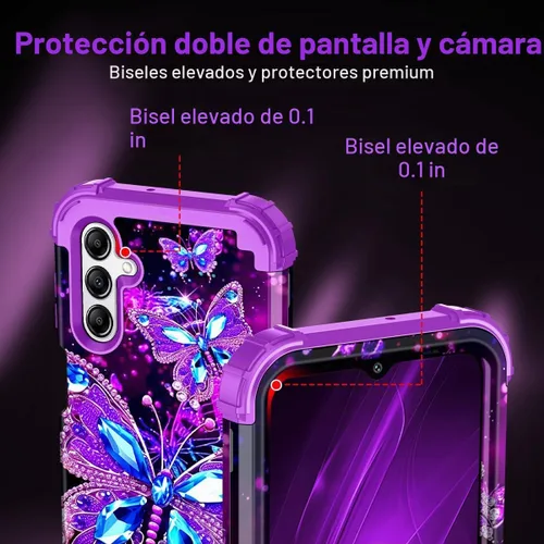 Vista 7 de Hekodonk Funda para Galaxy A15 5G, tres capas de alta resistencia a prueba de golpes, plástico duro+silicona suave, funda protectora de cuerpo Todo