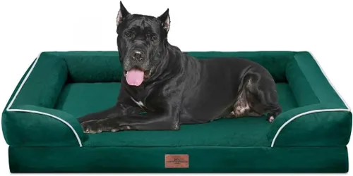 Vista 36 de Comfort Expression - Cama ortopédica para perros medianos, 28 x 19 pulgadas, cama impermeable y de apoyo de espuma con cojines removibles, sofá