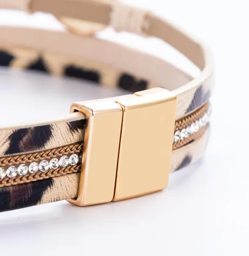 Vista 221 de FANCY SHINY - Pulsera de cuero estilo bohemio, pulsera de cuentas de cristal con cierre magnético, regalos de joyería para mujer