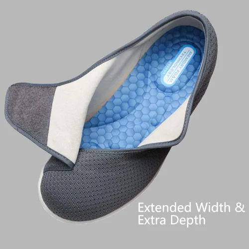Vista 2 de MEJORMEN Zapatos para diabéticos para hombre, extra anchos, con cierre ajustable, zapatos deportivos ligeros y casuales, soporte para pies