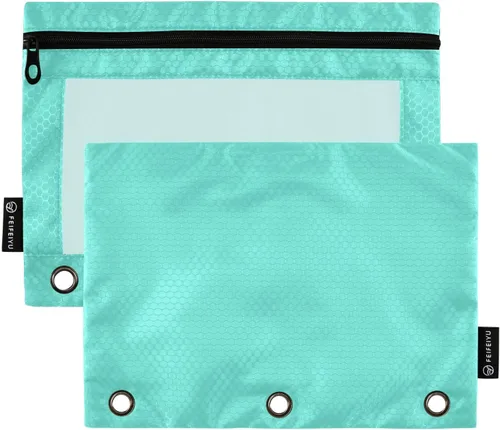 Vista 10 de Gredecor Estuche para lápices con 3 anillos con cremallera negra, paquete de 2 unidades, organizador de carpetas transparentes para ventana escolar