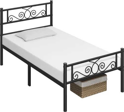 Vista 9 de Topeakmart Base de cama de metal clásico negro de 13 pulgadas con cabecero, base de colchón, plataforma de cama, base de cama con listones