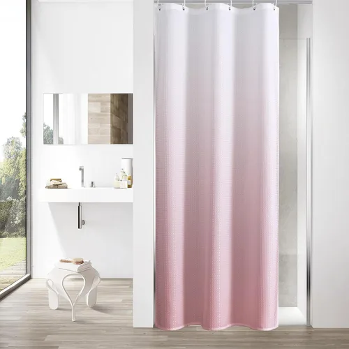 Vista 10 de MitoVilla Cortina de ducha de tela texturizada ponderada de lujo beige, 72 Marfil