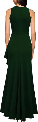 Vista 2 de WOOSEA Vestido largo de cóctel de noche de sirena sin mangas con cuello redondo para mujer