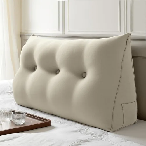 Vista 12 de WOWMAX Almohada ergonómica para cabecero para cama de tamaño matrimonial, almohadas tapizadas multifuncionales para cabecero, tableros portátiles