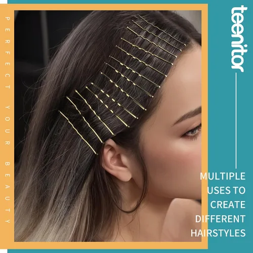 Vista 3 de Teenitor Horquillas para el cabello, 2.75 pulgadas, grandes, color marrón, negro, rubio, plateado, para mujeres y niñas, para cabello grueso, 5