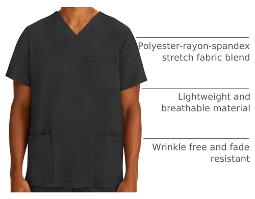 Vista 4 de Healing Hands Purple Label - Camiseta médica para hombre, ajuste moderno Negro