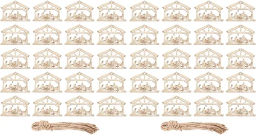 Vista 10 de 20 piezas de madera en blanco para manualidades navideñas, decoraciones de madera, parches decorativos de pared, manualidades de madera DIY, adornos