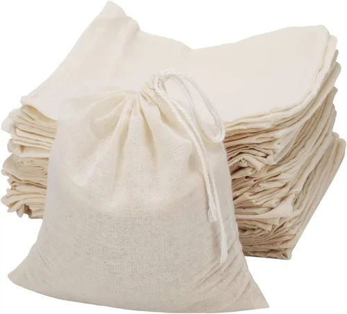 Vista 7 de ICEYLI 30 bolsas con cordón de algodón natural sin blanquear de 4 x 3 pulgadas Especias/Hierbas/Bolsas de té, bolsas de muselina Bolsa de bolsita