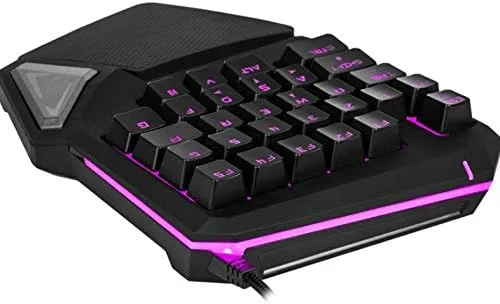 Vista 4 de YMNL Controlador de juego con cable USB mango de teclado 2 en 1 para PC de League of Legends operación con una sola mano
