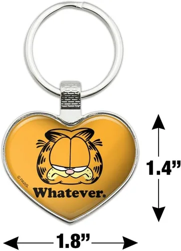 Vista 6 de Garfield Whatever Face Llavero de metal con diseño de corazón y amor, Multi