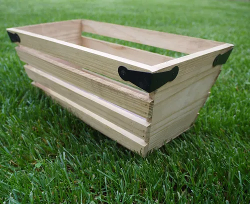 Vista 4 de Admired By Nature Maceta de madera natural, caja rectangular de madera de 6 x 13 pulgadas de largo, para jardines, plantas, decoración del hogar